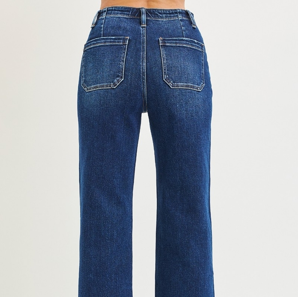 Women's Blue Wide Leg Front Tie Detail Jeans - Picture 4 of 10